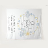 Boho Rainbow Boy Baby Shower Welcome Backdrop タペストリー (正面(横))