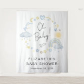 Boho Rainbow Boy Baby Shower Welcome Backdrop タペストリー (正面)