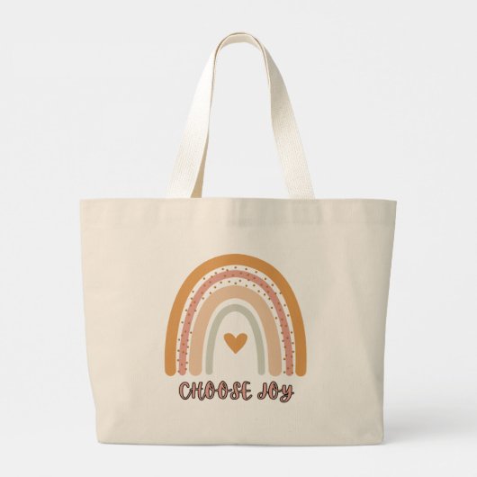 Boho Rainbow “Choose Joy” Jumbo Tote Bag – Minimal ラージトートバッグ (裏面)