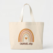 Boho Rainbow “Choose Joy” Jumbo Tote Bag – Minimal ラージトートバッグ (正面)