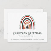 Boho Rainbow Christmas Greetings from New Home 案内ポストカード (正面/裏面)