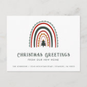 Boho Rainbow Christmas Greetings from New Home 案内ポストカード (正面)