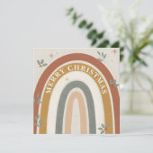 Boho Rainbow Christmas Holiday Greeting Card シーズンカード (スタンド正面)
