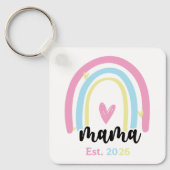Boho Rainbow Custom Mama Est. Year Keepsake キーホルダー (正面)