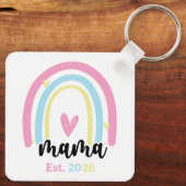 Boho Rainbow Custom Mama Est. Year Keepsake キーホルダー (裏面)