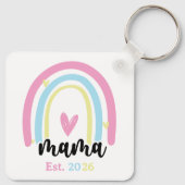 Boho Rainbow Custom Mama Est. Year Keepsake キーホルダー (裏面)