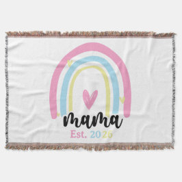 Boho Rainbow Custom Mama Est. Year Keepsake スローブランケット