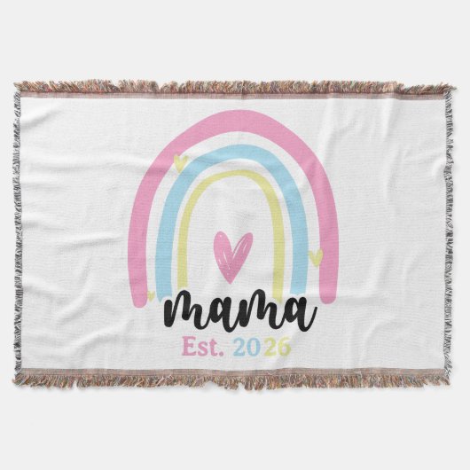 Boho Rainbow Custom Mama Est. Year Keepsake スローブランケット (正面)