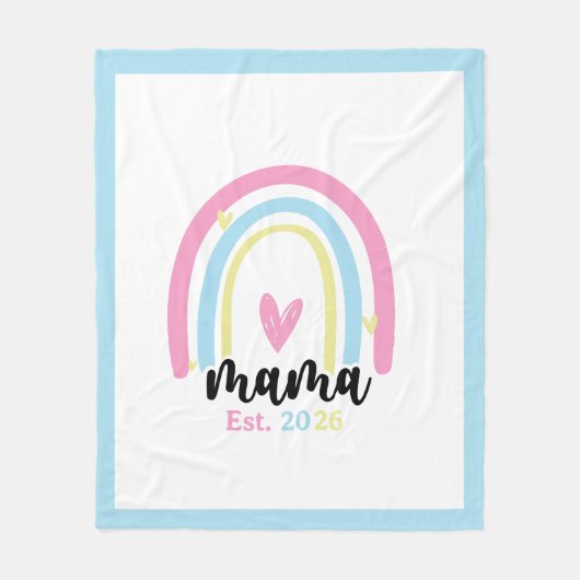 Boho Rainbow Custom Mama Est. Year Keepsake フリースブランケット (正面)