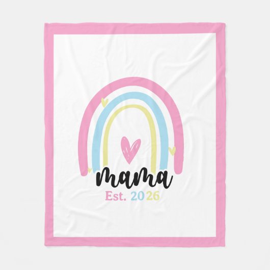 Boho Rainbow Custom Mama Est. Year Keepsake フリースブランケット (正面)