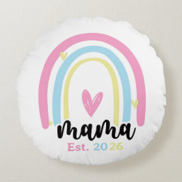 Boho Rainbow Custom Mama Est. Year Keepsake ラウンドクッション