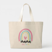 Boho Rainbow Custom Mama Est. Year Keepsake ラージトートバッグ (裏面)