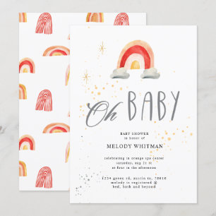 boho rainbow cute baby shower招待状 招待状