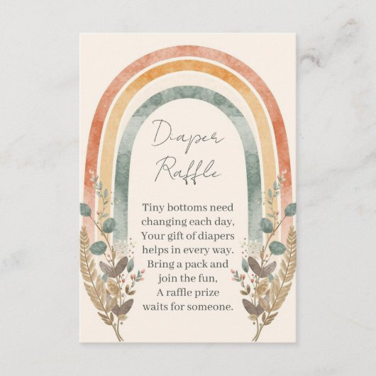 Boho Rainbow Diaper Raffle Card – Watercolor エンクロージャーカード (正面)