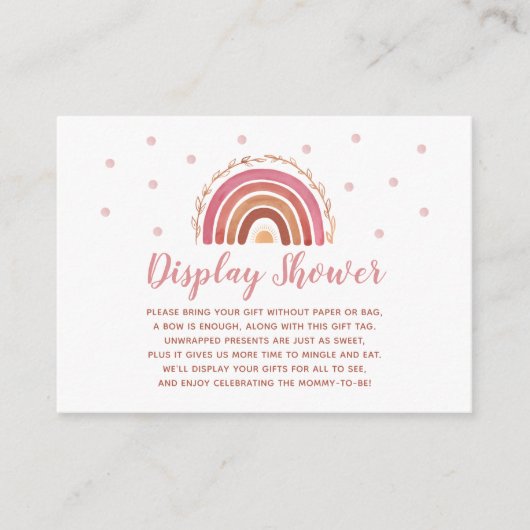 Boho Rainbow Displayシャワーギフト赤ちゃんシャワーカード エンクロージャーカード (正面)