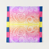 Boho Rainbow Doodle Wall Tapestry タペストリー (正面(横))
