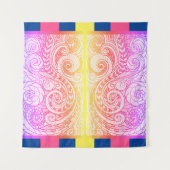 Boho Rainbow Doodle Wall Tapestry タペストリー (正面)