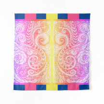 Boho Rainbow Doodle Wall Tapestry
