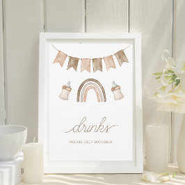 Boho Rainbow Drinks赤ちゃん男女兼用シャワー 招待状