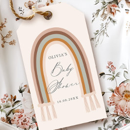 Boho Rainbow Earthトーン赤ちゃんシャワーのお気に入り ギフトタグ