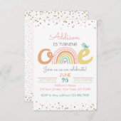 Boho Rainbow First Birthday Party Invitation ONE 招待状 (正面/裏面)