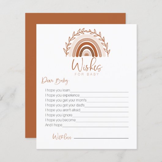 Boho Rainbow Gameベビーカードのご希望 (正面/裏面)