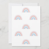 Boho Rainbow Gender Reveal招待状，ブルー&ピンク 招待状 (裏面)