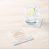 Boho Rainbow Gender Reveal Neutral  スクエアペーパーコースター (インサイチュ)