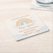 Boho Rainbow Gender Reveal Neutral  スクエアペーパーコースター (アングル)