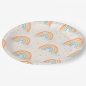 Boho Rainbow Gender Reveal Paper Plates Neutral ペーパープレート (アングル)