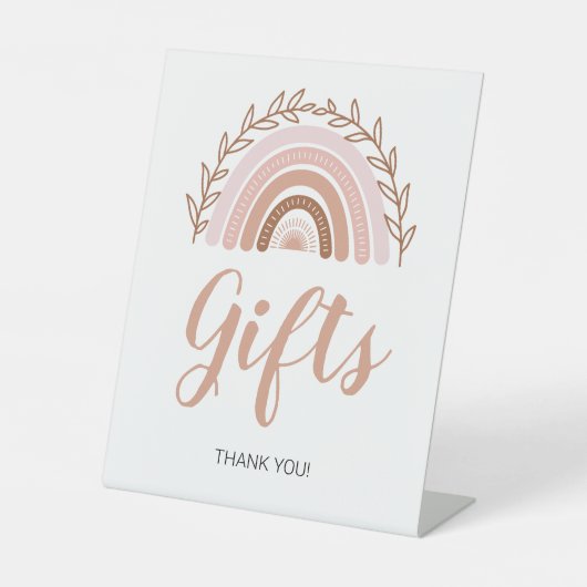 Boho Rainbow Gfts Sign, Baby Shower Sign 8x10" 台座サイン (正面)