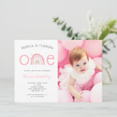 Boho Rainbow Girl's 1st Birthdayパーティー写真Invite 招待状 (スタンド正面)