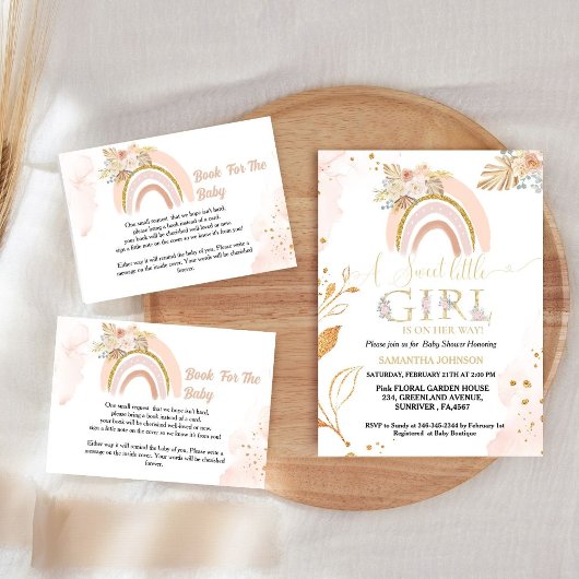 Boho Rainbow Grassベビーシャワーおむつリクエスト エンクロージャーカード