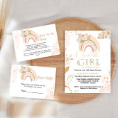 Boho Rainbow Grassベビーシャワーおむつリクエスト エンクロージャーカード