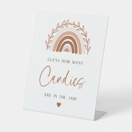 Boho Rainbow Guess瓶の中にキャンディーが何個入っているか 台座サイン (正面)