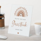 Boho Rainbow Guestbook赤ちゃんシャワーの看板 台座サイン (インサイチュ)