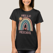 Boho Rainbow Heart For Teachers Women Hello Presch Tシャツ (正面)