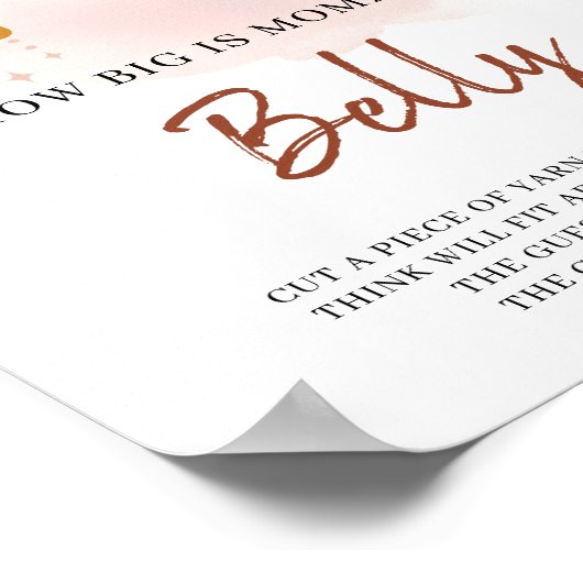 Boho Rainbow How Big Is Mommy's Belly Game Sign ポスター (角)