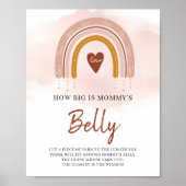 Boho Rainbow How Big Is Mommy's Belly Game Sign ポスター (正面)