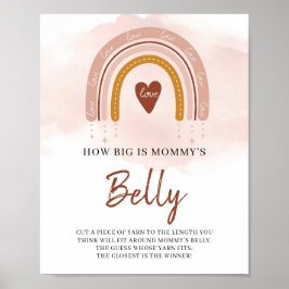 Boho Rainbow How Big Is Mommy's Belly Game Sign ポスター