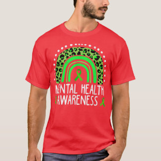 Boho Rainbow I Wear Green For Mental Health Awaren Tシャツ