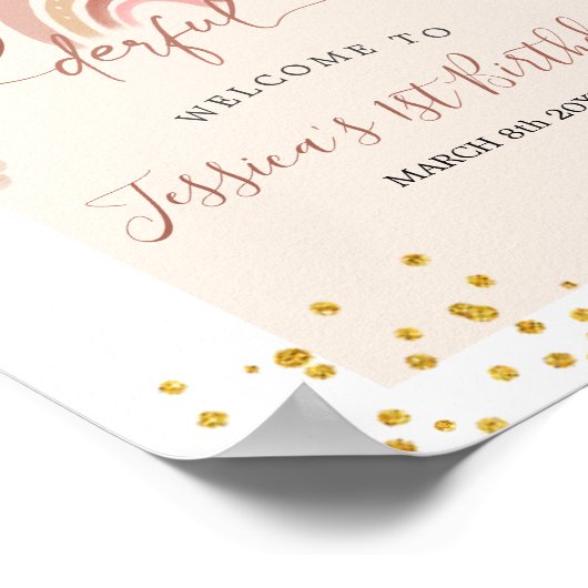 Boho Rainbow Is Not She Onederful Welcome SIgn ポスター (角)