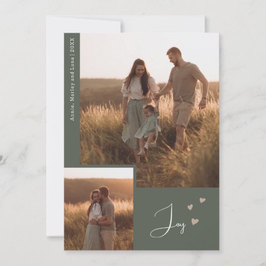 Boho Rainbow & Joy Two Photo Christmas シーズンカード (正面)