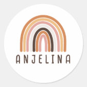 Boho Rainbow Kidsパーソナライズされた Name Sticker for Sc ラウンドシール (正面)