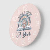 Boho Rainbow Library 読's It's in a Book ラージ壁時計 (傾斜)