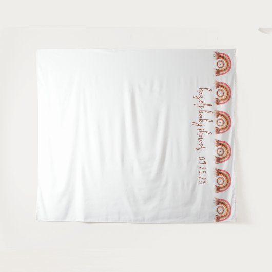 Boho Rainbow Lion Baby Shower Photobooth Backdrop タペストリー (正面(横))