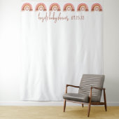Boho Rainbow Lion Baby Shower Photobooth Backdrop タペストリー (インサイチュ)