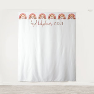 Boho Rainbow Lion Baby Shower Photobooth Backdrop タペストリー