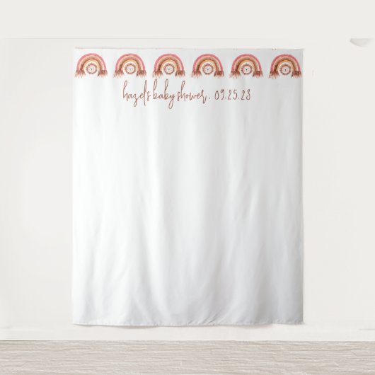 Boho Rainbow Lion Baby Shower Photobooth Backdrop タペストリー (正面)