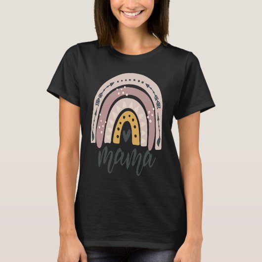 Boho Rainbow Mama Mom Mommy New Mom Mother's Day Tシャツ (正面)